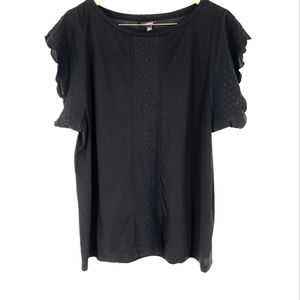 Banana Republic Embroidered Scallop Cap Sleeve Top